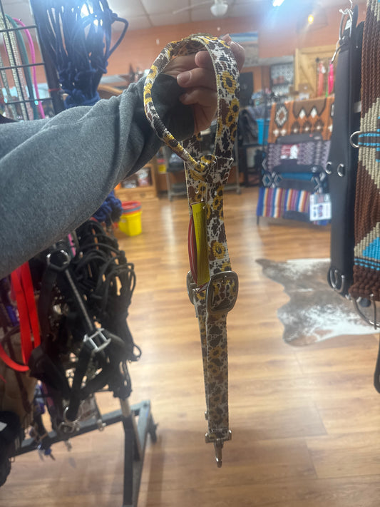 Cowhide and Sunflower Print Nylon One Ear Headstall
