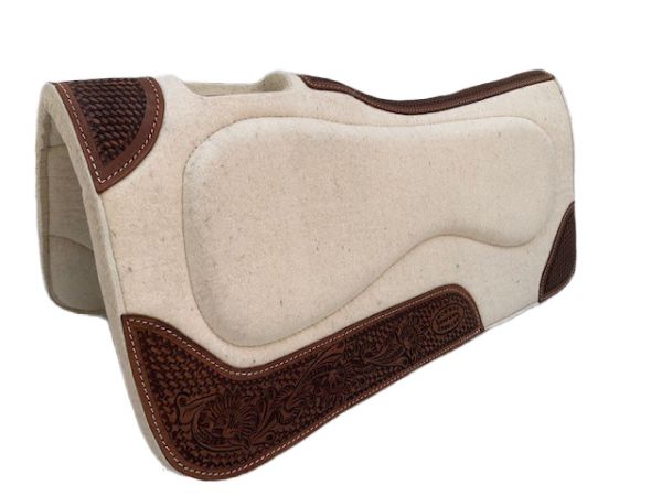 Klassy Cowgirl 1" Thick Wool Pad with tooled leather accents