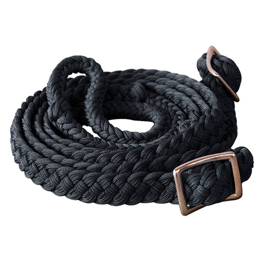 1" X 8Ft Hilason Braided Poly Barrel Reins Horse Racing Flat Grip Knots