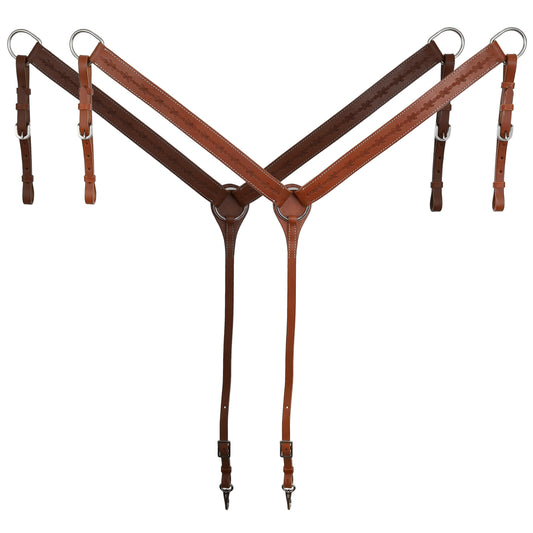 Leather Breastcollar with Barbed Wire Tooling
