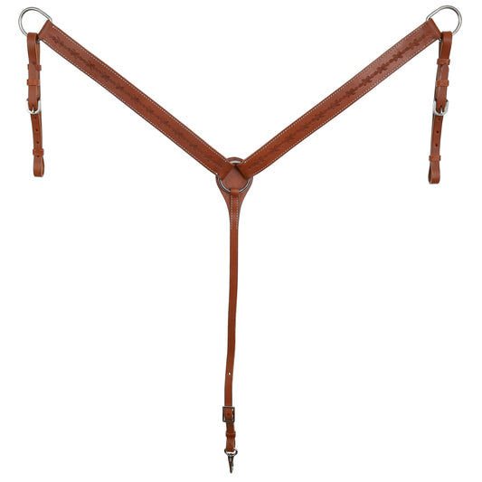 Leather Breastcollar with Barbed Wire Tooling