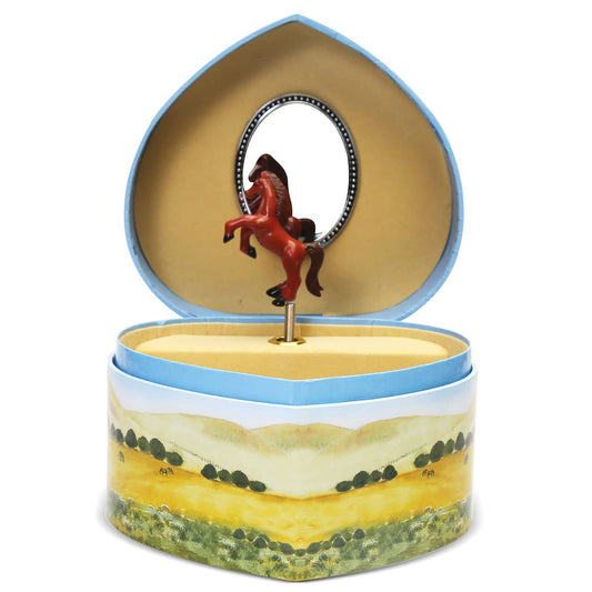 Love Of Horses Heart-Shaped Musical Jewelry Box