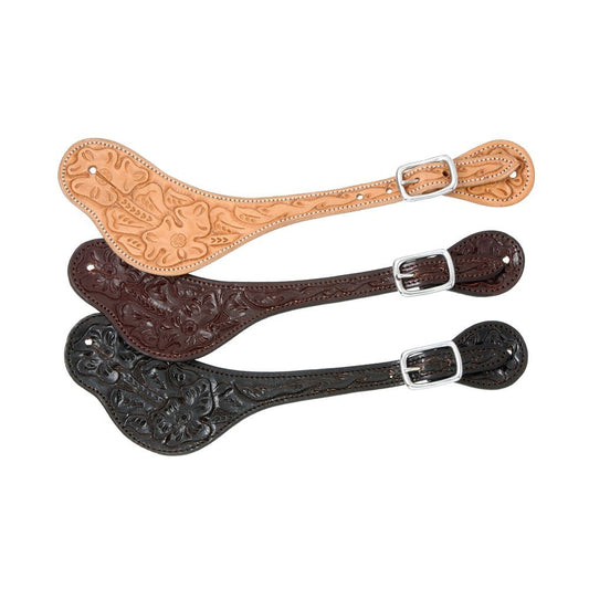 Floral Tooled Spur Strap Medium Oil ONLY