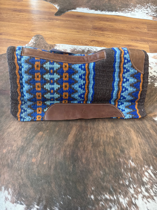 Klassy Cowgirl 28x30 Barrel Style Brown and turquoise colored memory felt bottom saddle pad