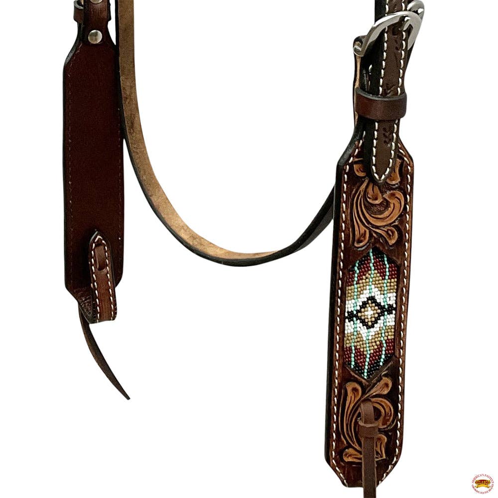 HILASON  Beaded Hand Tooled Genuine Leather Set