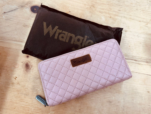 Quilted Wrangler Wallet Wristlet Blush Pink