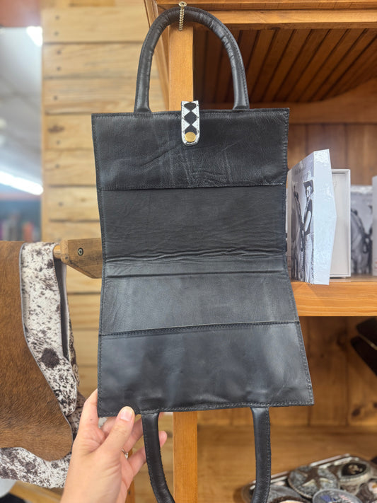 Hair on Checkered Leather Bible Cover