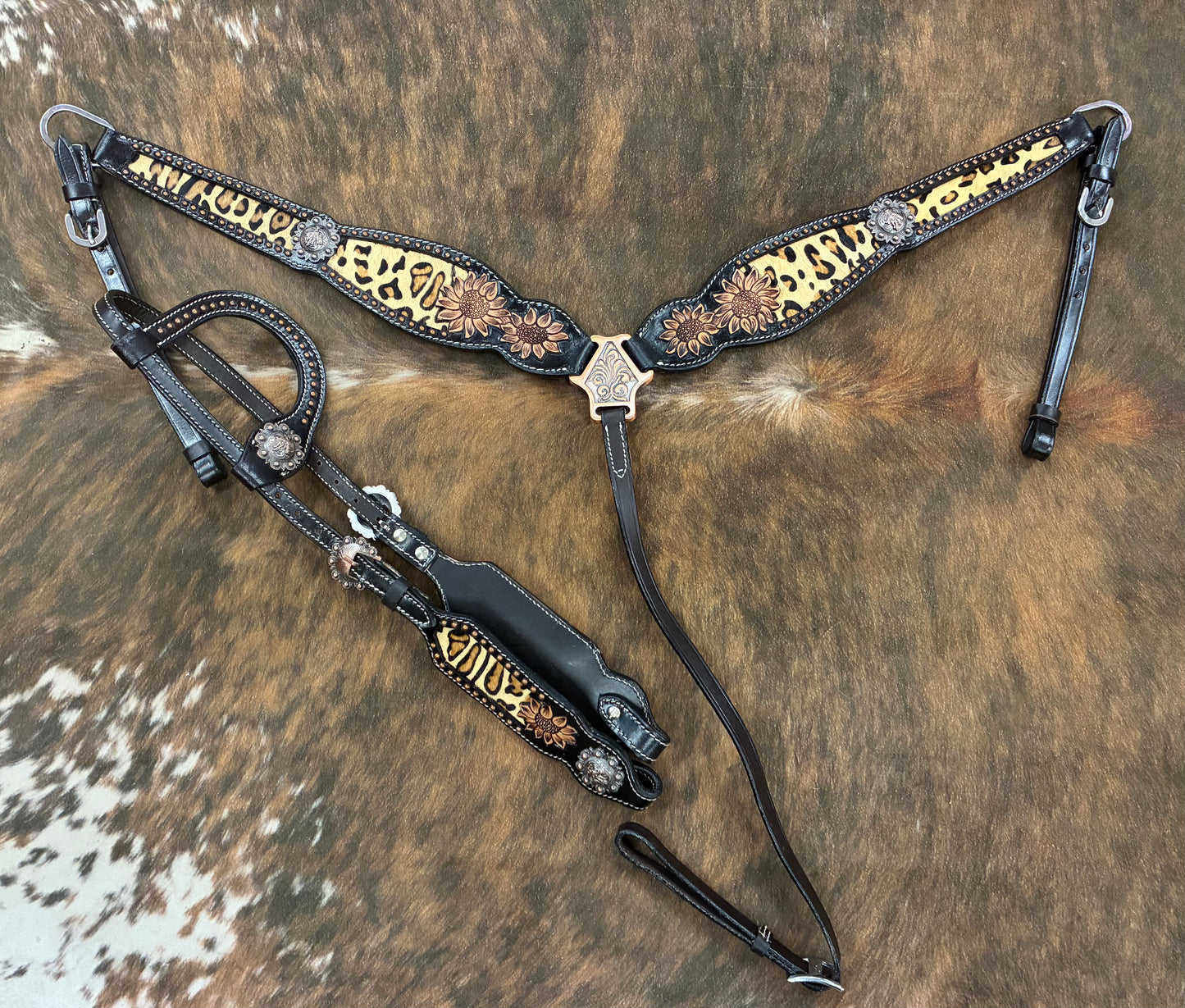 Hair On Cheetah with Barrel Racer Conchos