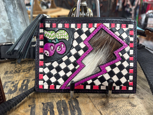 Lighting Bolt Pink Checkers Mini Wallet