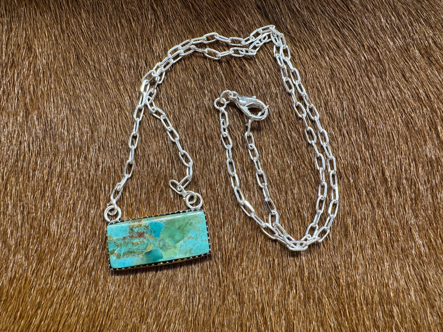Handcrafted Genuine Turquoise Bar Necklace