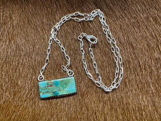 Handcrafted Genuine Turquoise Bar Necklace