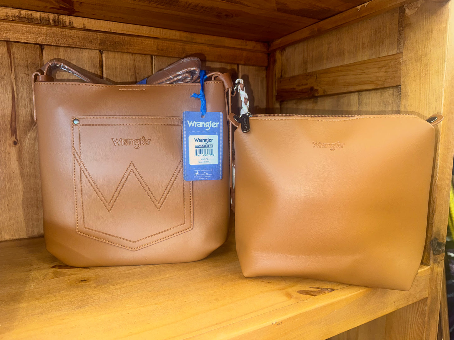 Wrangler W Pocket Tote Set – Brown