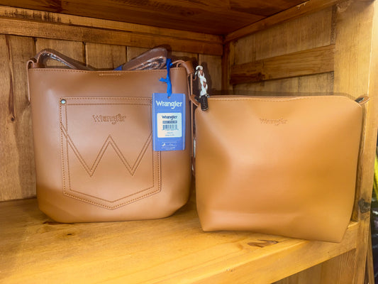 Wrangler W Pocket Tote Set – Brown