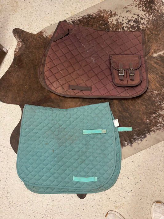 Used English saddle pads — sold as a pair