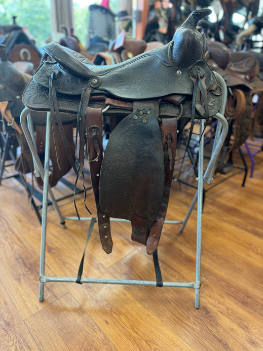 15" Dark Oil Barrel Saddle Double Rigging # SR