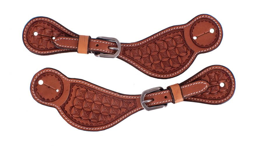 Showman Mens Floral tooling Spur Strap