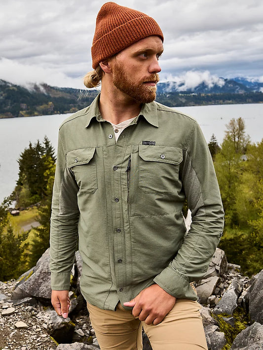 NSB89DV - Wrangler Outdoor Mix Material Shirt - Dusty Olive