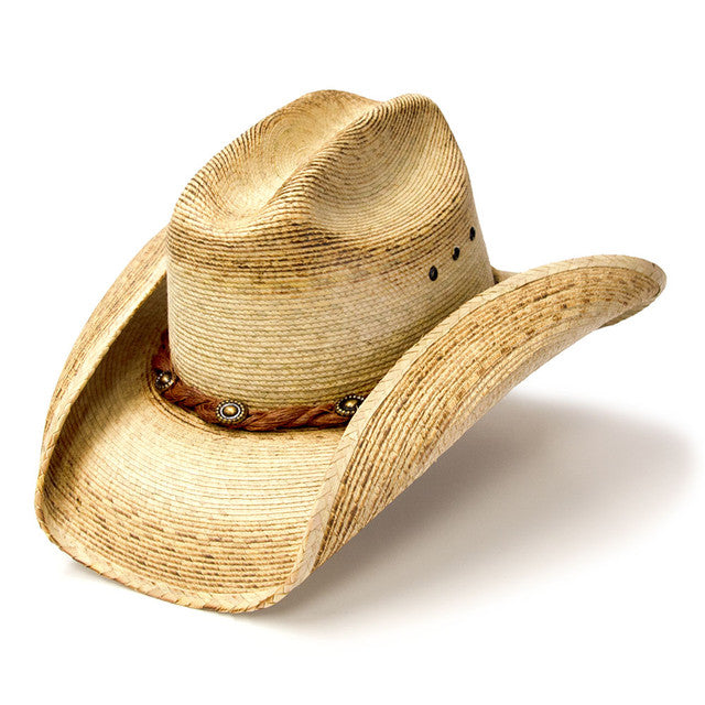 Palm Straw Western Cattleman Hat with Curled Brim