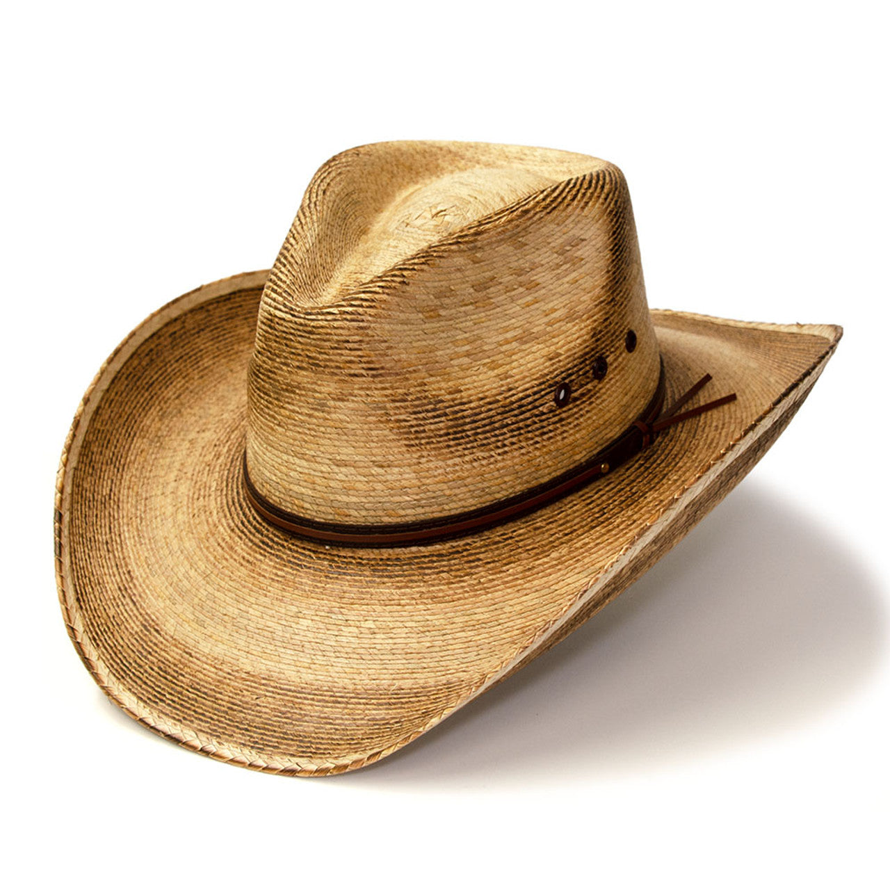 Palm Straw Western Pinch Front Hat