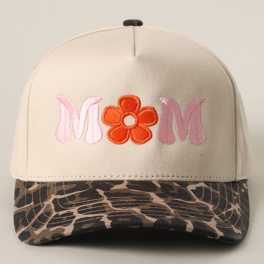MOM FLOWER Embroidery Two-Tone Trucker Hat
