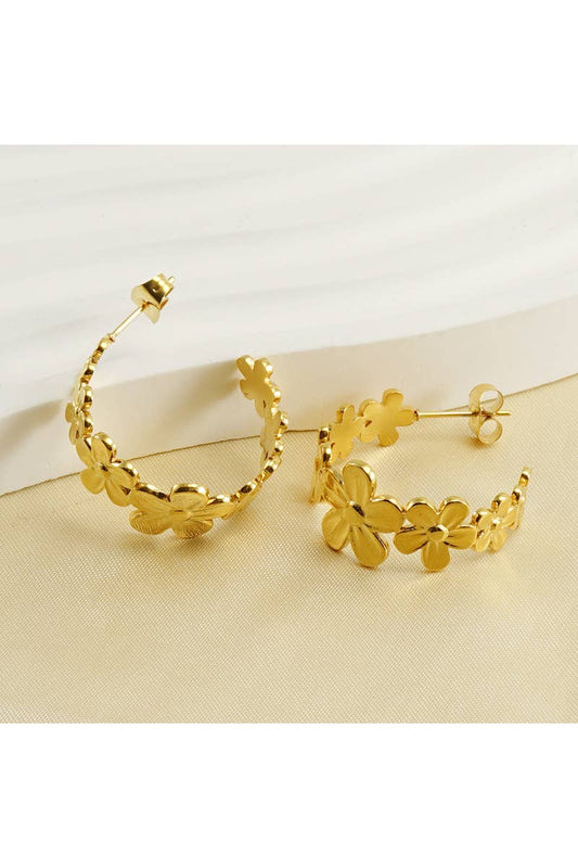 18K GOLD PLATED STAINLESS STEEL FLORAL EARRINGS