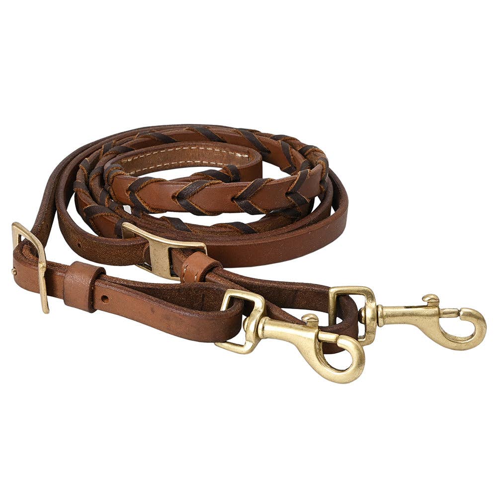 Hilason Leather Laced Reins 8ft