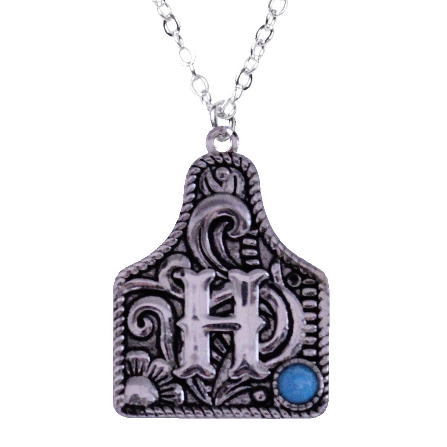 925 Sterling Silver Cattle Tag Initial Necklace