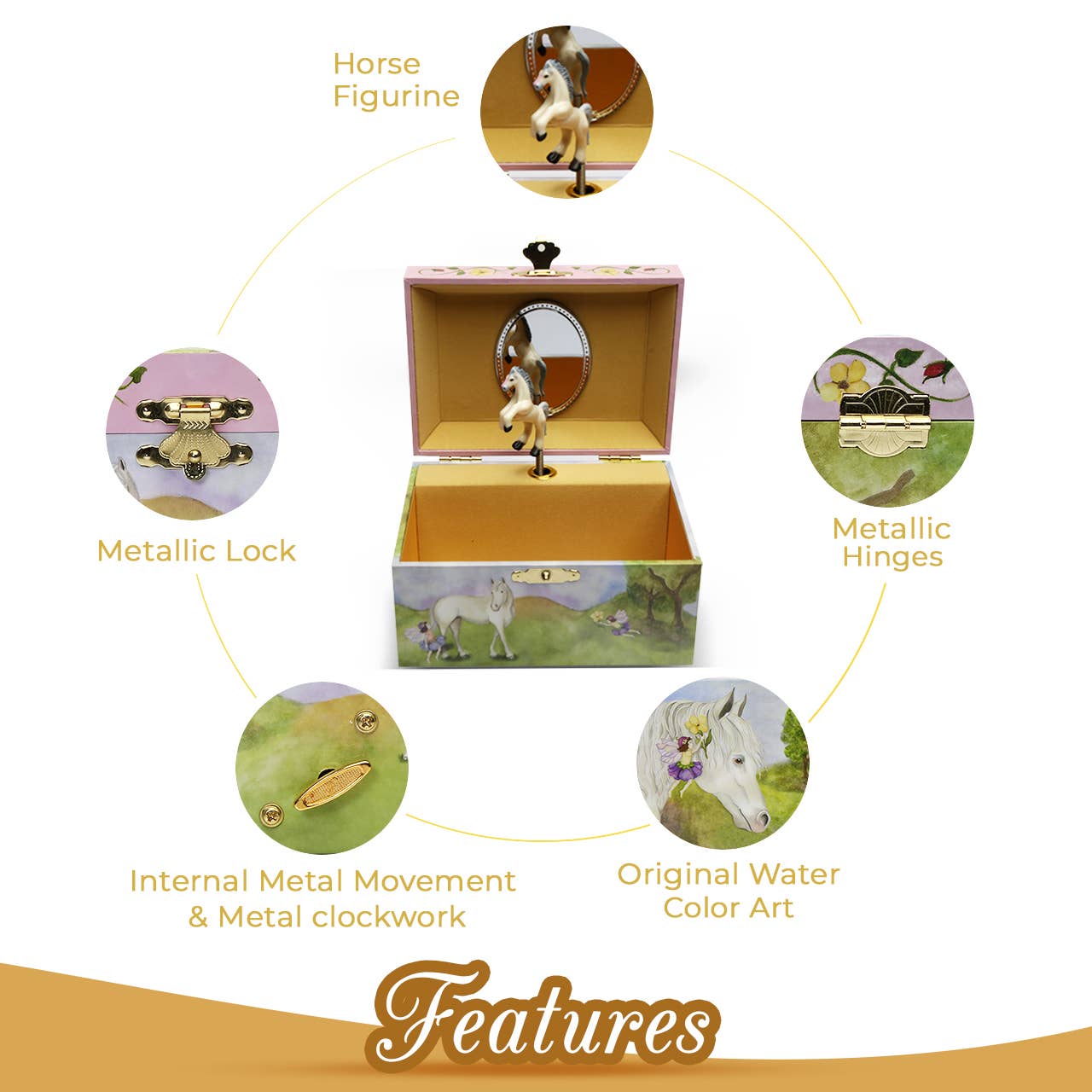 Small Fairy Horse Music Box