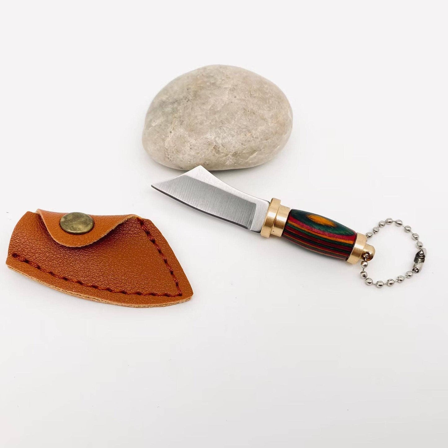 Colored Wood Handle Portable Mini Knife and Protective Cover