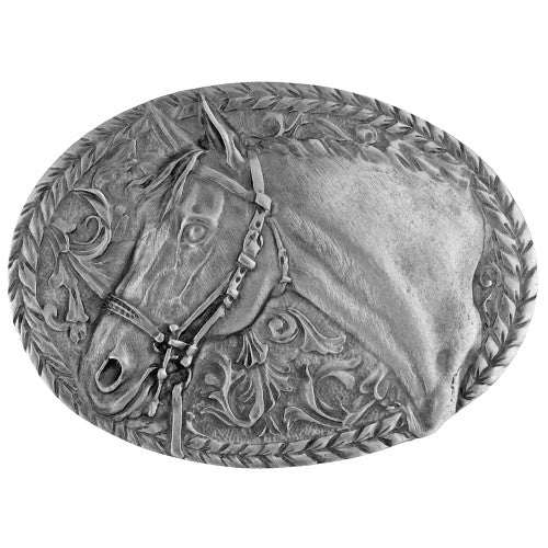 Horsehead & Filigree Belt Buckle