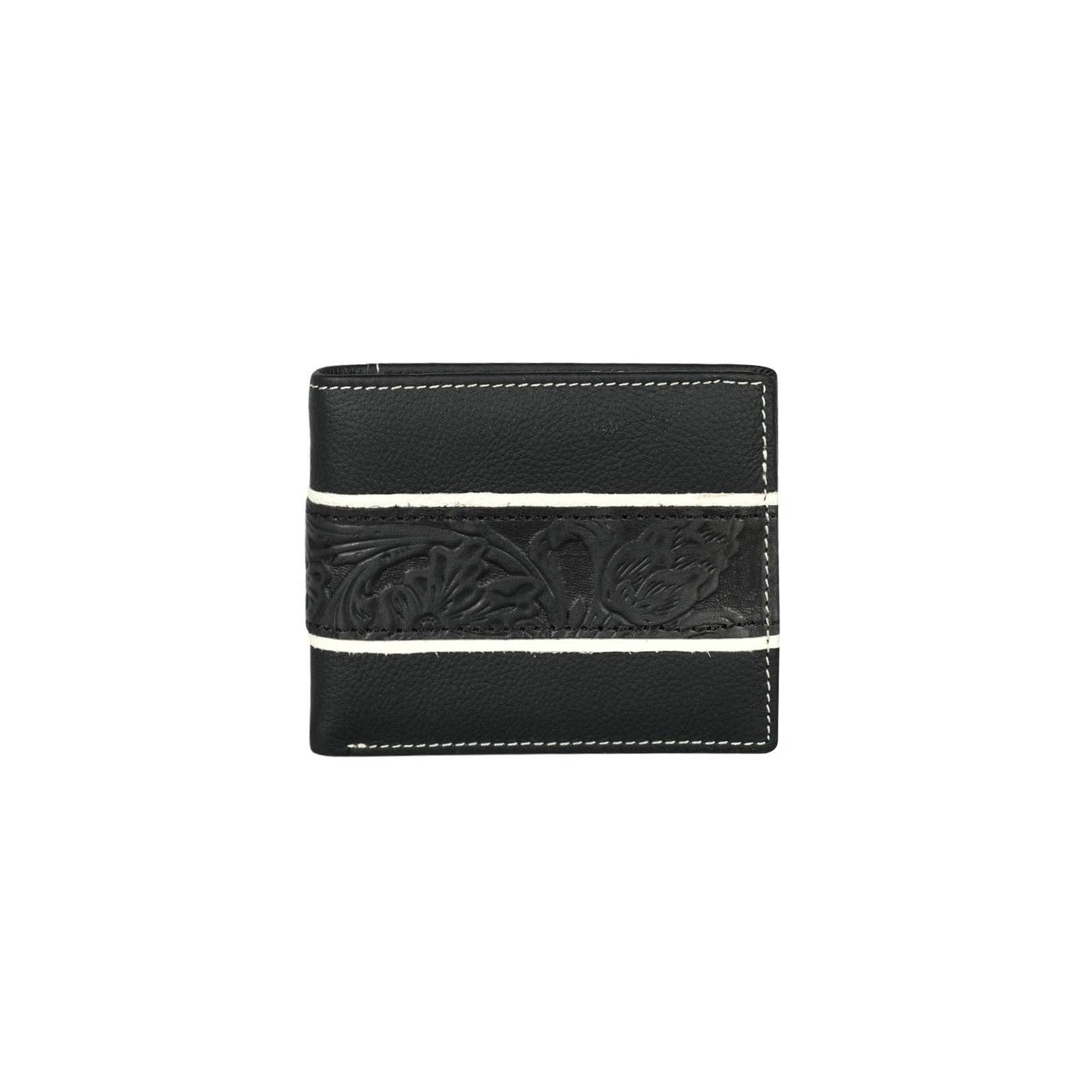 Genuine Leather Embossed Floral Men's Wallet