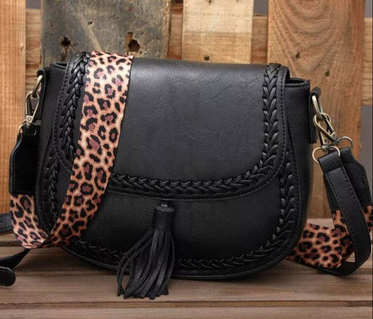 Guitar Strap Black Saddle Crossbody Bag - High Quality Vegan